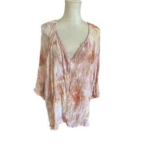 Maurices Womens Tie-Dye Tunic Top V Neck Size 3XL Flowy Boho Style